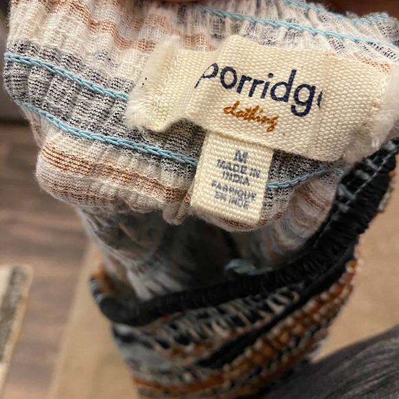 Anthropologie Porridge Women Smocked Peplum Med Tube Top Bohemian Black Blue M - Picture 11 of 11